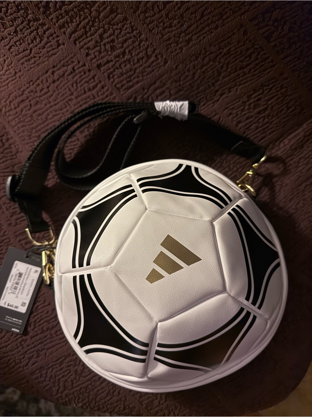 adidas White and Black Soccer Ball Crossbody Bag